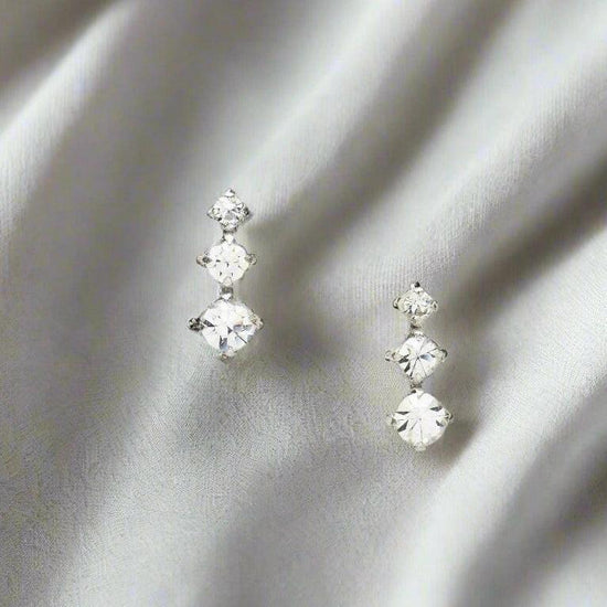 Silver Stud Earrings – Sparkling Crystal Hypoallergenic 925 Sterling Jewelry Gift - Crumble and Core