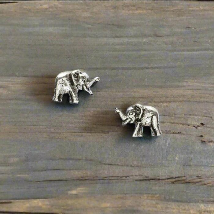 Silver Elephant Earrings – Hypoallergenic Sterling Silver Studs With Butterfly Backs - Crumble and Core