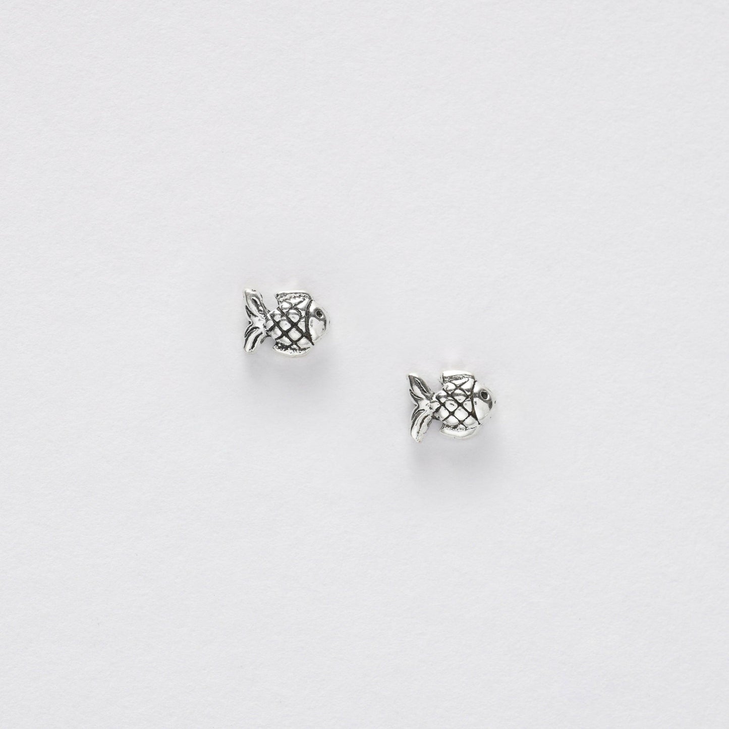 Silver Fish Stud Earrings – Hypoallergenic Sterling Silver Ocean Theme Jewelry Gift - Crumble and Core