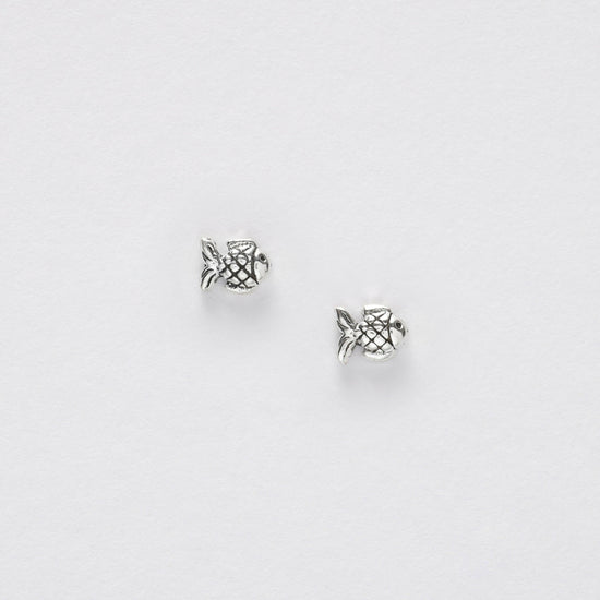 Silver Fish Stud Earrings – Hypoallergenic Sterling Silver Ocean Theme Jewelry Gift - Crumble and Core