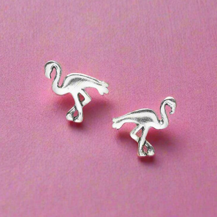 Silver Stud Earrings – Lightweight Sterling Silver Flamingo Jewelry For Sensitive Ears - Crumble and Core