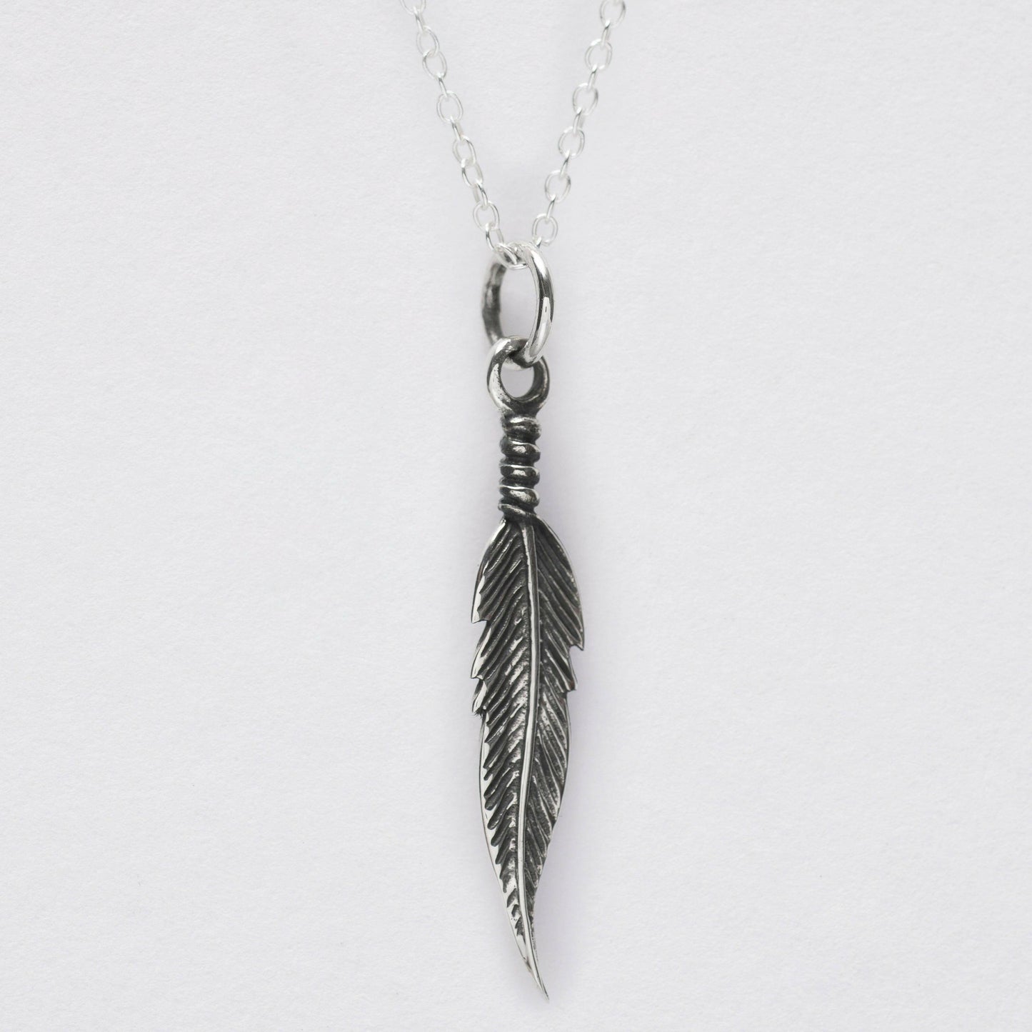 Silver Feather Pendant Necklace - Hypoallergenic Sterling Silver - Unique Design - Hypoallergenic - Crumble and Core