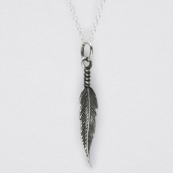 Silver Feather Pendant Necklace - Hypoallergenic Sterling Silver - Unique Design - Hypoallergenic - Crumble and Core