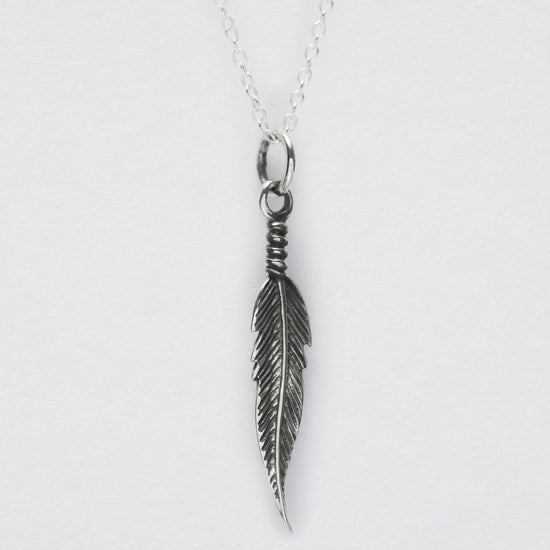 Sterling Silver Feather Pendant Necklace Gift Set - Includes Gift Box Greeting Card - Crumble and Core
