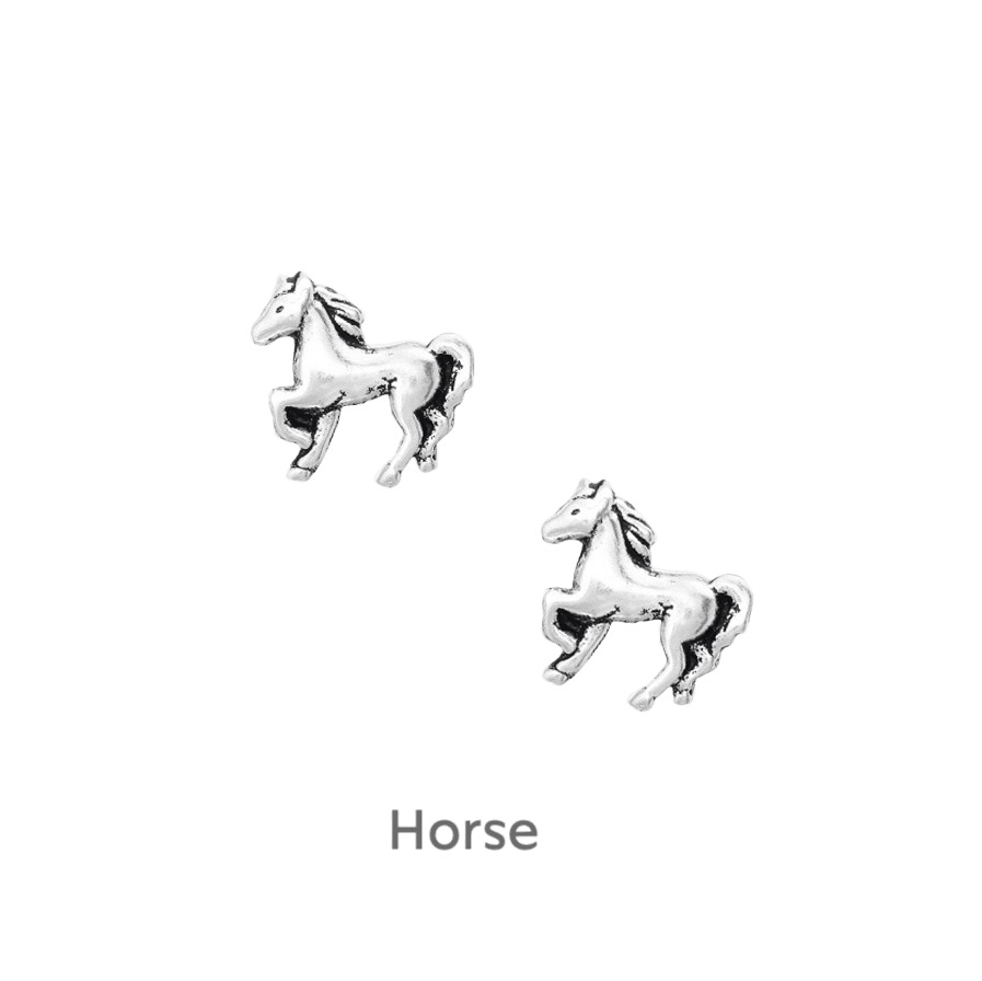 Sterling Silver Horse Stud Earrings - Elegant Gift for Equine Enthusiasts - Crumble and Core