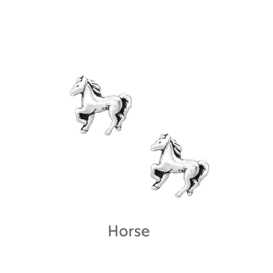 Sterling Silver Horse Stud Earrings - Elegant Gift for Equine Enthusiasts - Crumble and Core