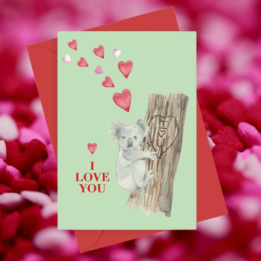 Koala I Love You A6 Foiled Greeting Card from Animal Collection - Crumble and Core