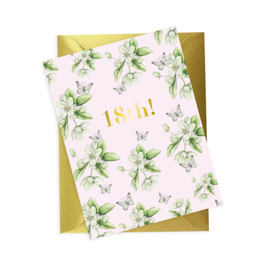 Floral Foiled 18th Birthday Card - Elegant and Celebratory - Crumble and Core