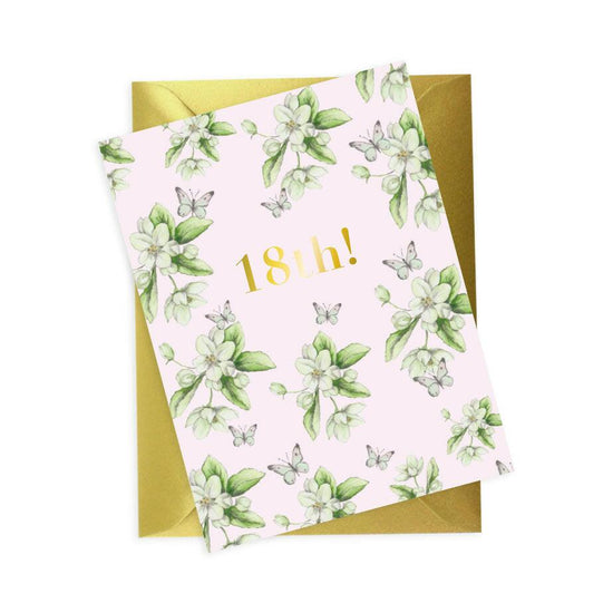 Floral Foiled 18th Birthday Card - Elegant and Celebratory - Crumble and Core