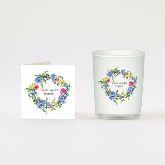 Welsh Happy Birthday Boxed Scented Candle Card Set in a Box - Crumble and Core