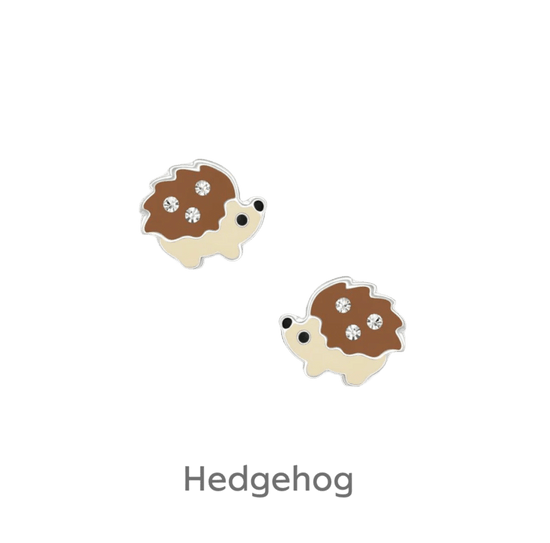 Sterling Silver Hedgehog Stud Earrings - Cute Animal Jewelry Gift for Animal Lovers - Crumble and Core