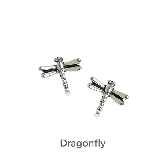 Sterling Silver Dragonfly Stud Earrings in Gift Box for Birthday Celebration - Crumble and Core