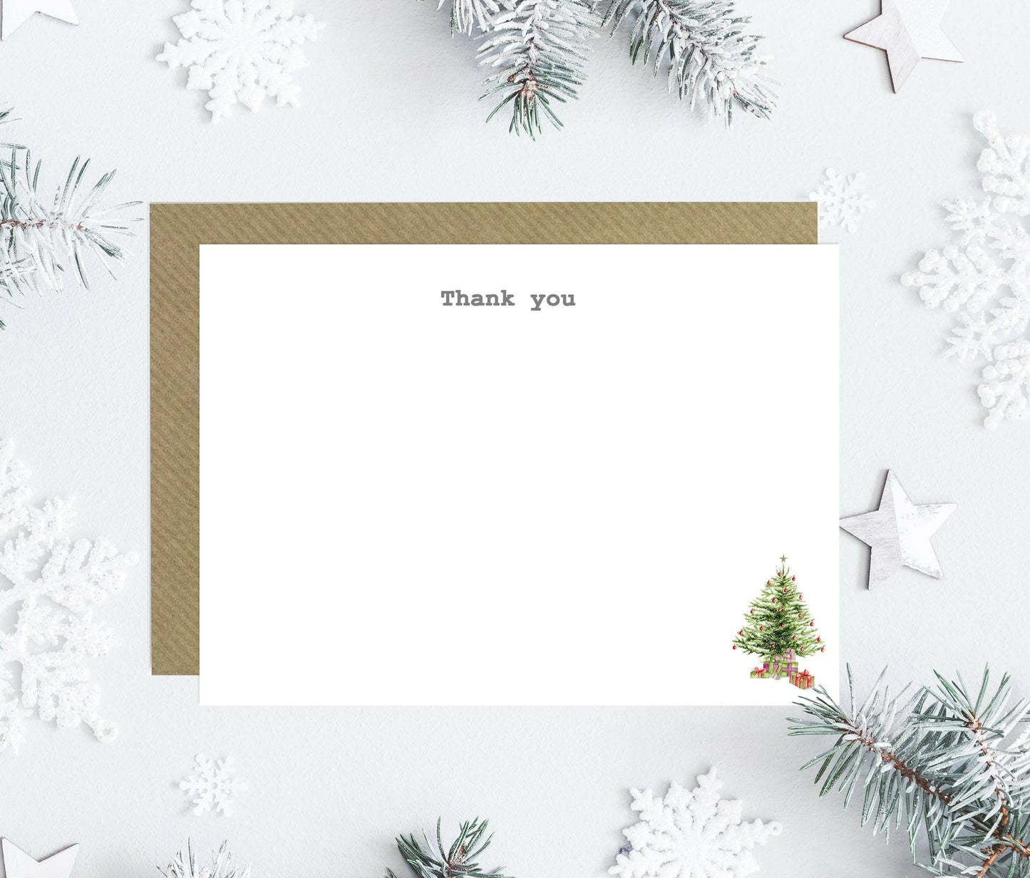 Christmas Tree Thank You Note Cards - Crumble and Core
