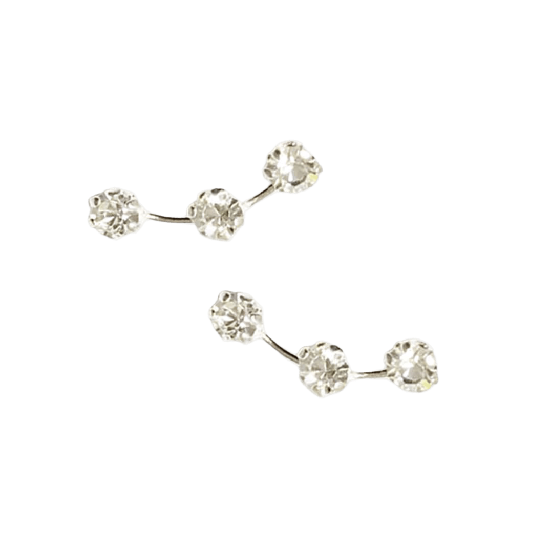 Sterling Silver Stud Earrings - Elegant Gift Boxed Makeup Card and Crystal Crawlers for Her - Crumble and Core