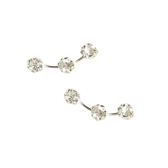 Sterling Silver Stud Earrings - Elegant Gift Boxed Makeup Card and Crystal Crawlers for Her - Crumble and Core