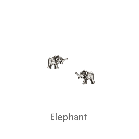 Sterling Silver Elephant Stud Earrings - Thoughtful Gift for Animal Lovers - Crumble and Core