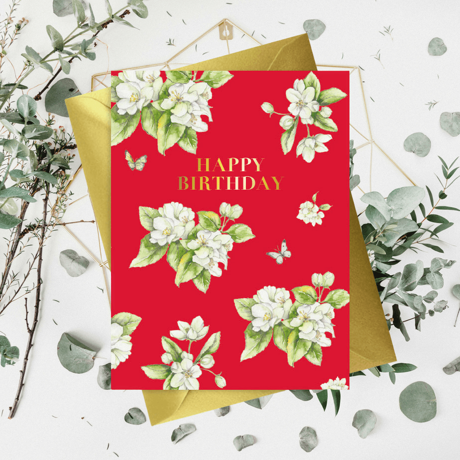 Chic Foiled Happy Birthday Card with Floral Design - Perfect for Gifting - Crumble and Core