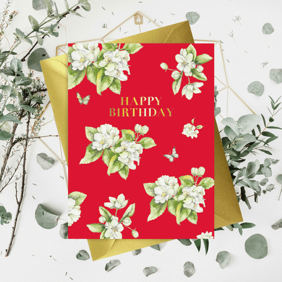 Chic Foiled Happy Birthday Card with Floral Design - Perfect for Gifting - Crumble and Core