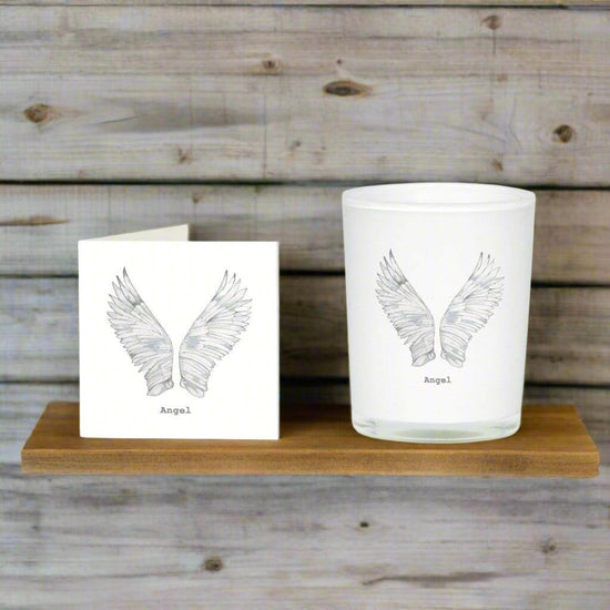 Angel Wings Boxed Scented Candle & Card Gift Set - Boxed Thank you Aromatic Gift - Crumble and Core