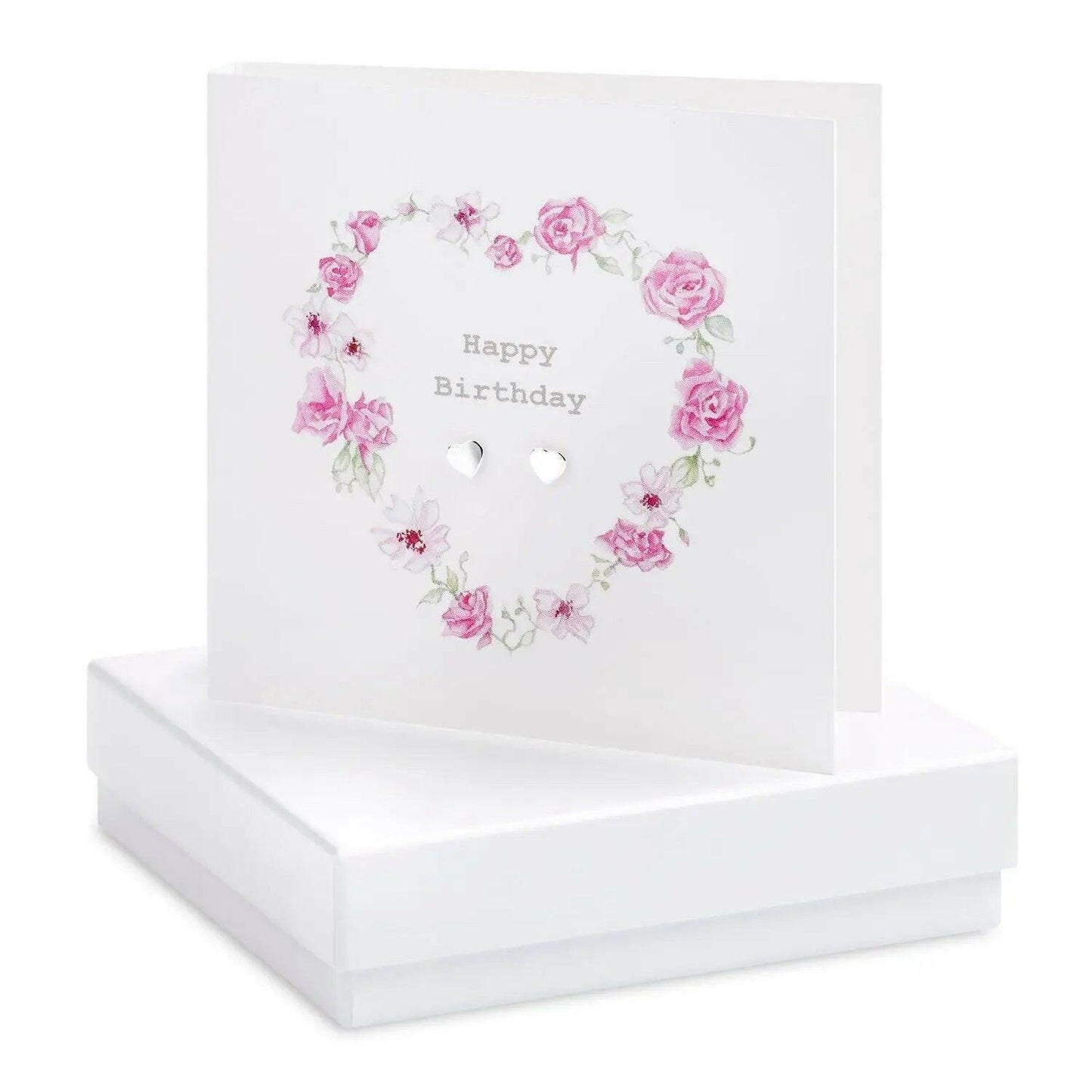 Birthday Card with Sterling Silver Heart Stud Earrings - Perfect Gift for Her - Crumble and Core