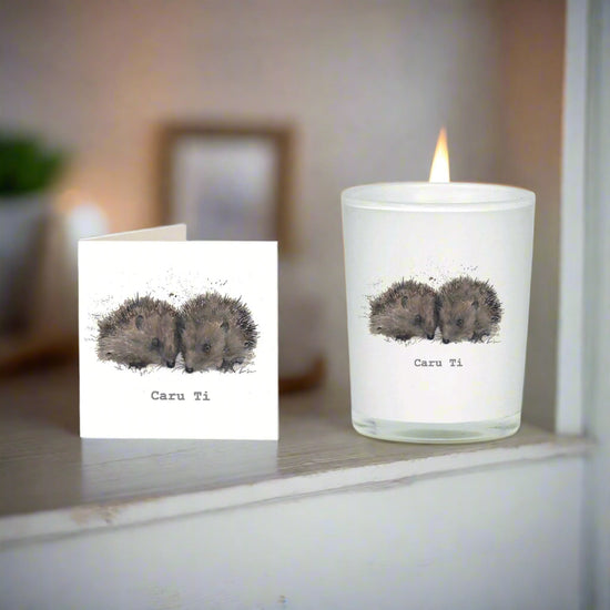 Caru Ti Love You Boxed Scented Candle & Card Gift Set Welsh Themed Gift - Crumble and Core