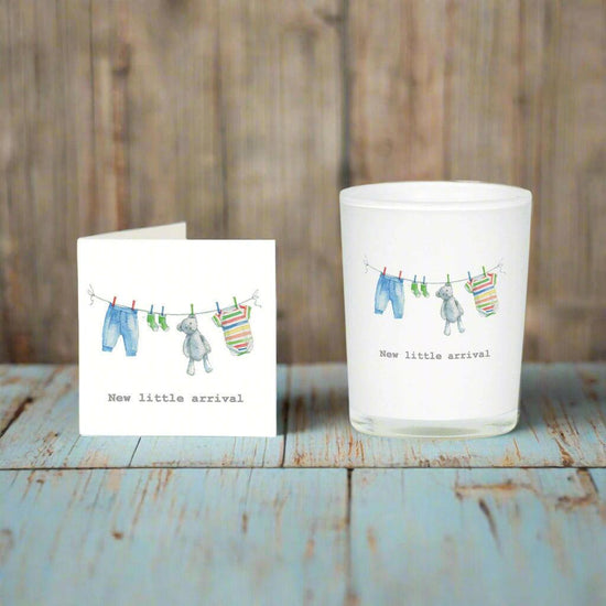 New Baby Boy Boxed Scented Candle and Card Gift Set - Perfect for Welcoming a Little One - Crumble and Core