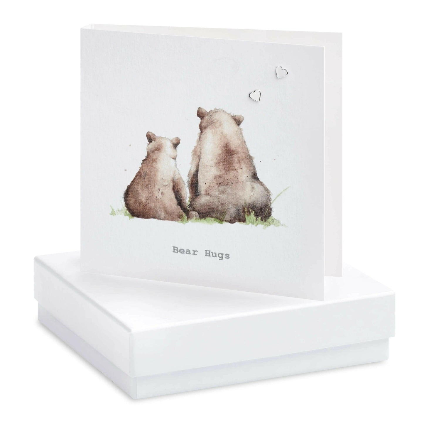 Sterling Silver Bear Hugs Stud Earrings with Hand Finished Gift Card - Crumble and Core