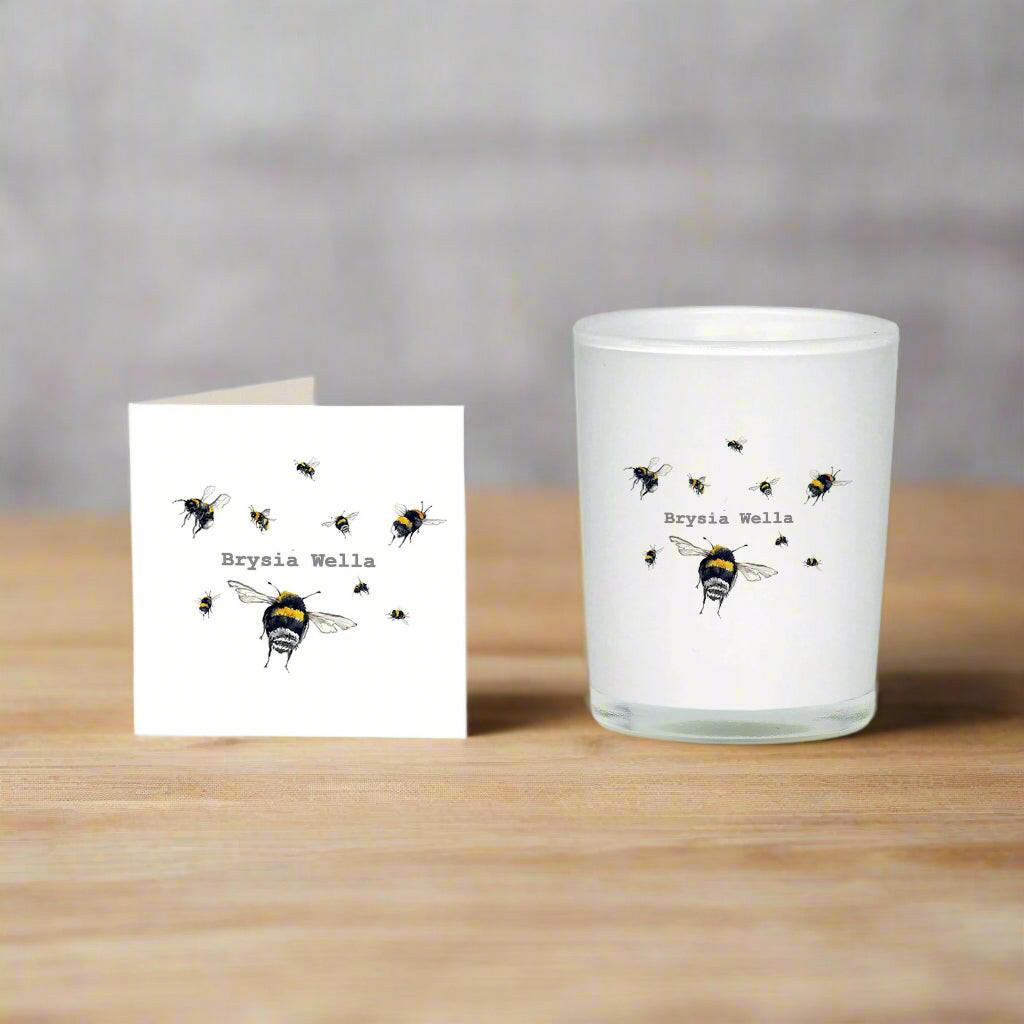 Welsh Get Well Gift Boxed Scented Candle and Card Gift Box - Boxed Welsh Brysia Wella Gift - Crumble and Core