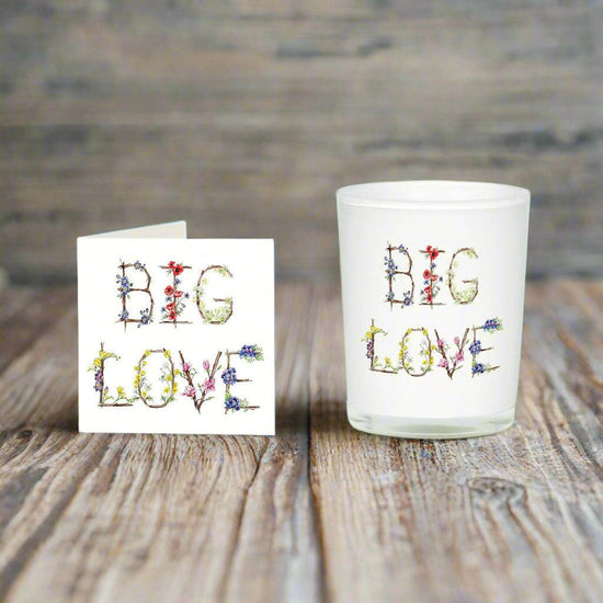 Big Love Boxed Scented Candle and Card - Heartwarming Gift with Handcrafted Candle and Greeting Card - Crumble and Core