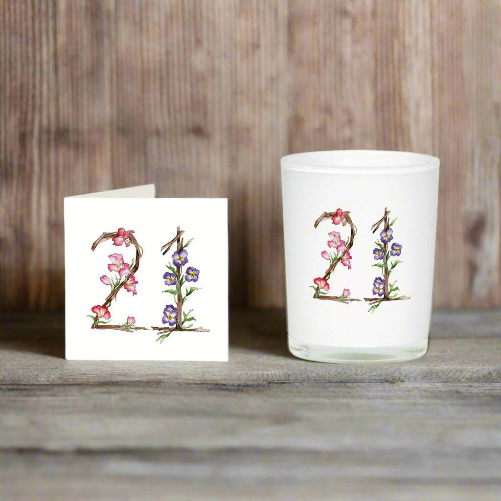 21st Birthday Gift Set Boxed Scented Candle and Card for Any Occasion - Crumble and Core