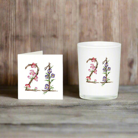 21st Birthday Gift Set Boxed Scented Candle and Card for Any Occasion - Crumble and Core
