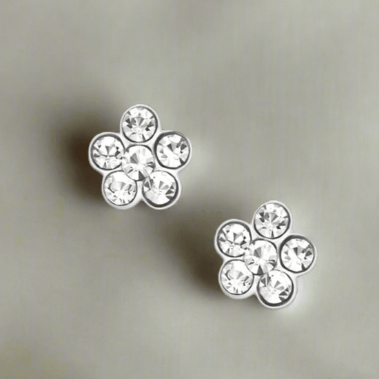Crystal Silver Stud Earrings – Hypoallergenic Lightweight Sterling Silver Jewelry - Crumble and Core