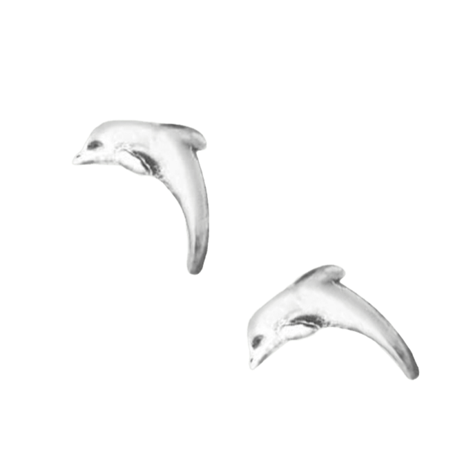 Dolphin Sterling Silver Stud Earrings - Ocean-Inspired Jewelry on Card - Crumble and Core
