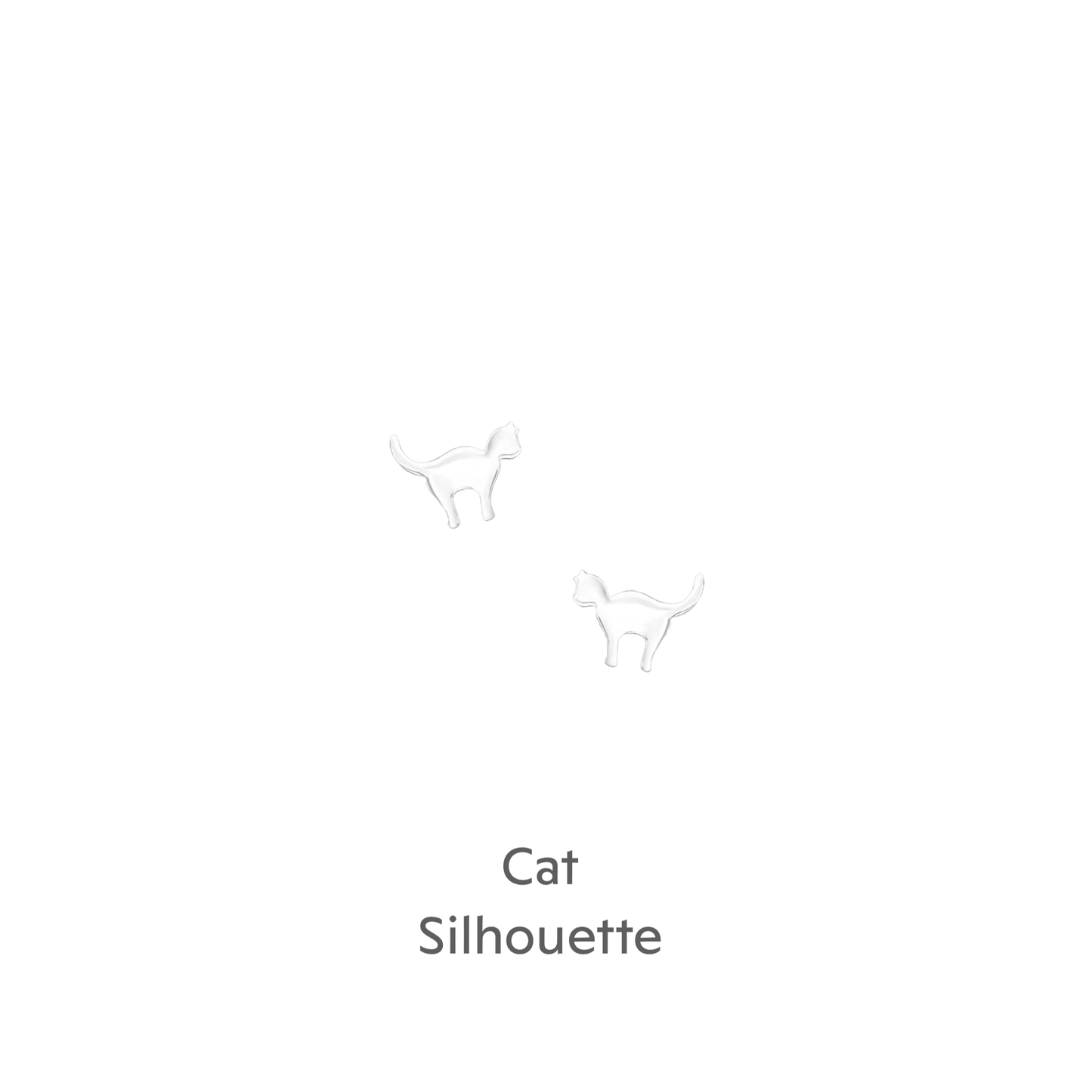 Sterling Silver Cat Stud Earrings - Hand Finished Gift Card for Cat Lovers - Crumble and Core