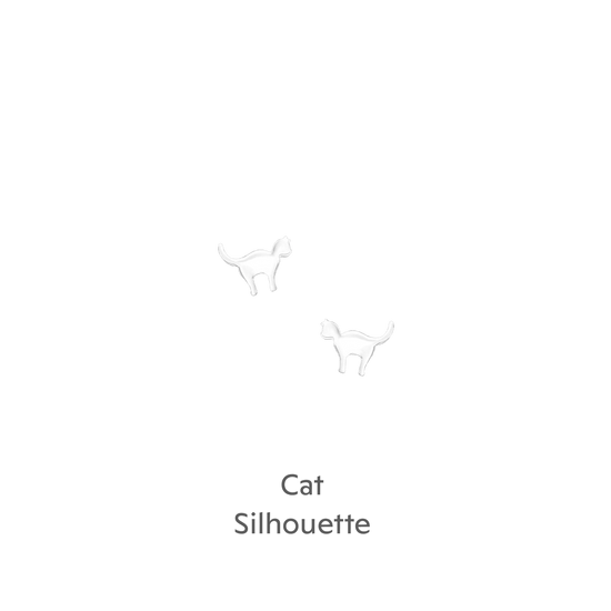 Sterling Silver Cat Stud Earrings - Hand Finished Gift Card for Cat Lovers - Crumble and Core