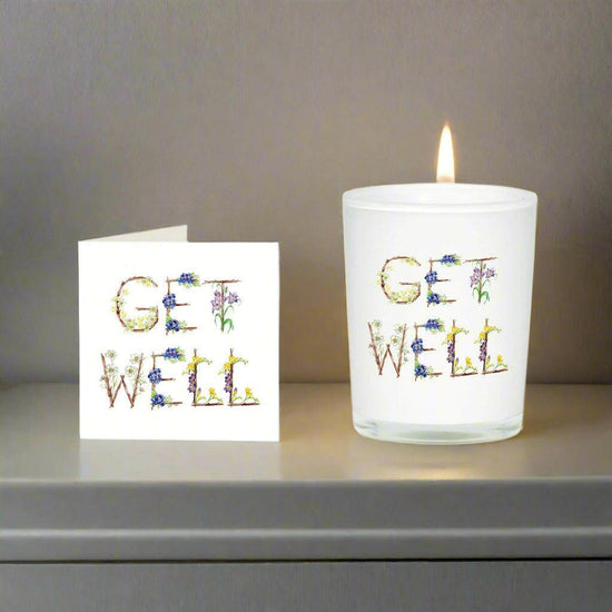 Speedy Recovery Boxed Scented Candle and Card Gift Set - Get Well Gift - Encouragement Card - Crumble and Core