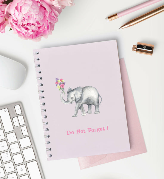 Wire Bound Notebook - Elephant Design - Note Taking and Journaling - Cute Gift for Her - Crumble and Core