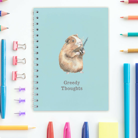 Wire Bound Notebook - Guinea Pig Design - Cute Journal for Animal Lovers - Crumble and Core