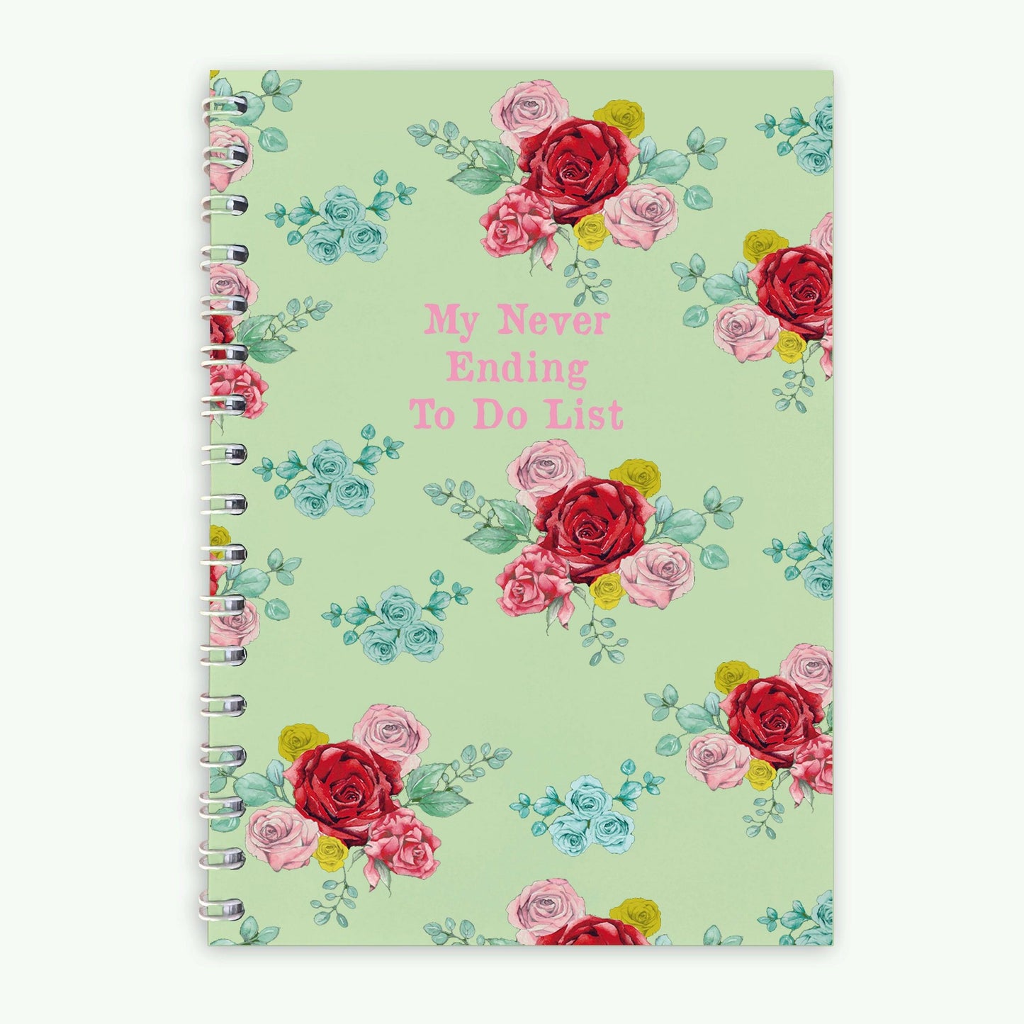 Wire Bound Notebook with Floral Red Rose Design for Planning and Note-Taking - Crumble and Core