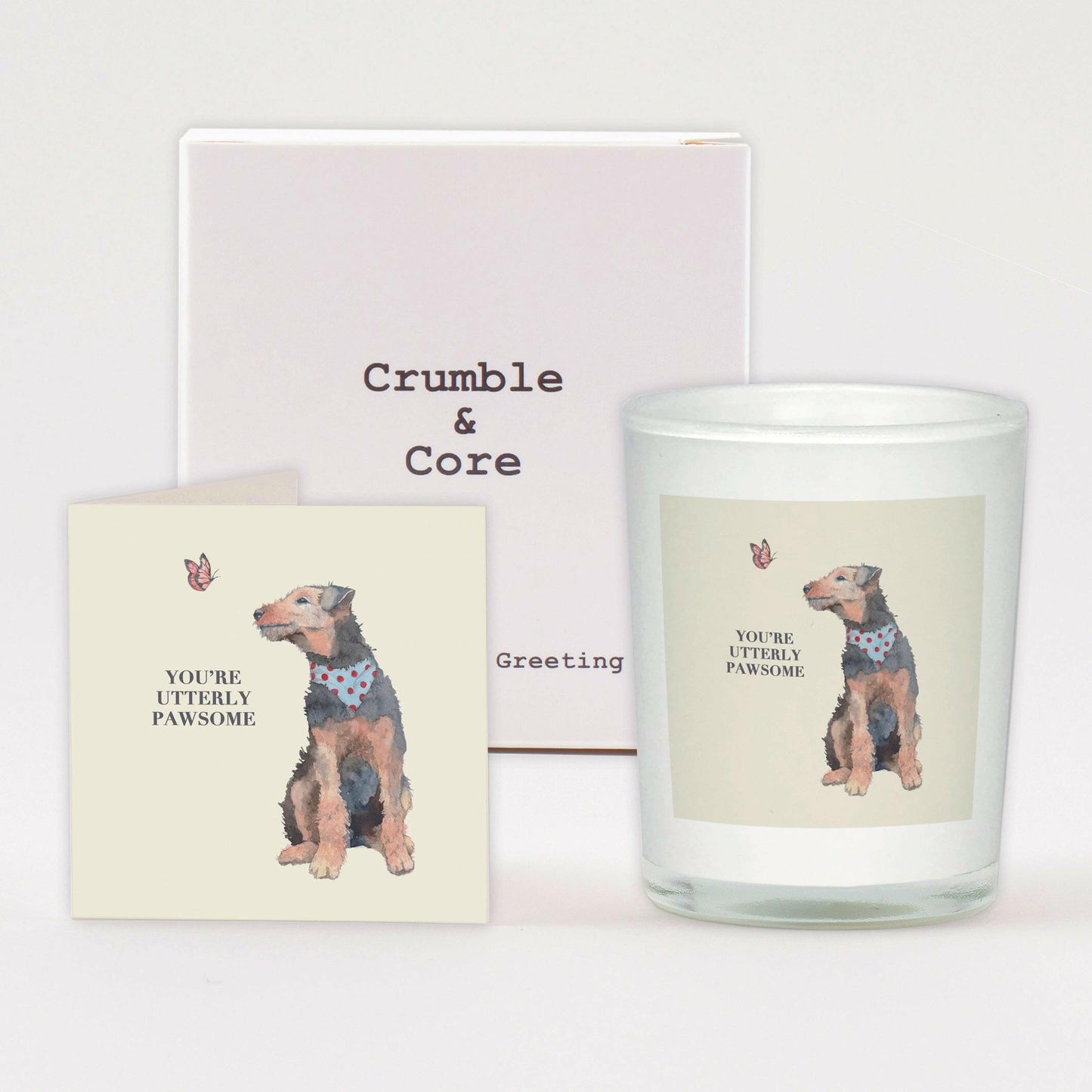 Dog-Themed Boxed Scented Candle and Greeting Card Gift Set - Perfect for Pet Lovers - Crumble and Core