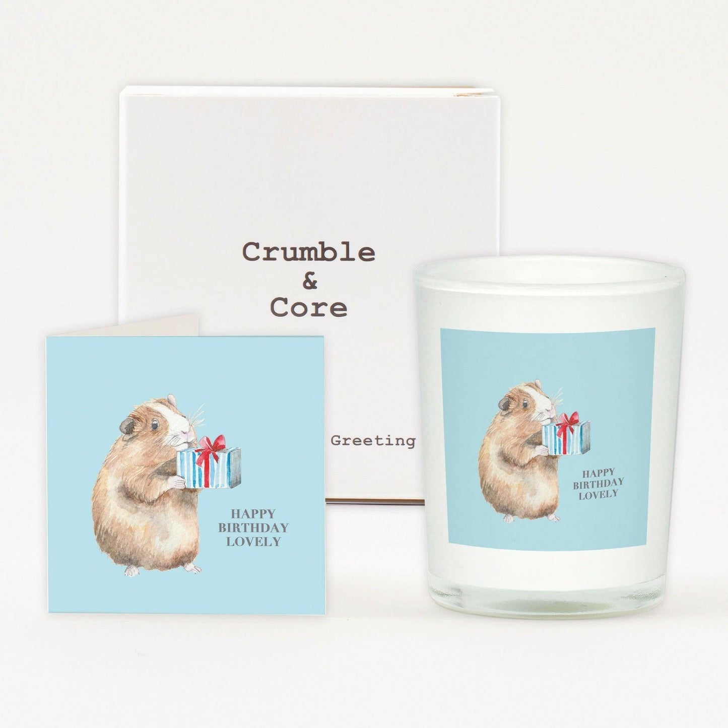 Guinea Pig Birthday Card Boxed Scented Candle - Adorable Greeting Card Design for Animal Lovers - Crumble and Core
