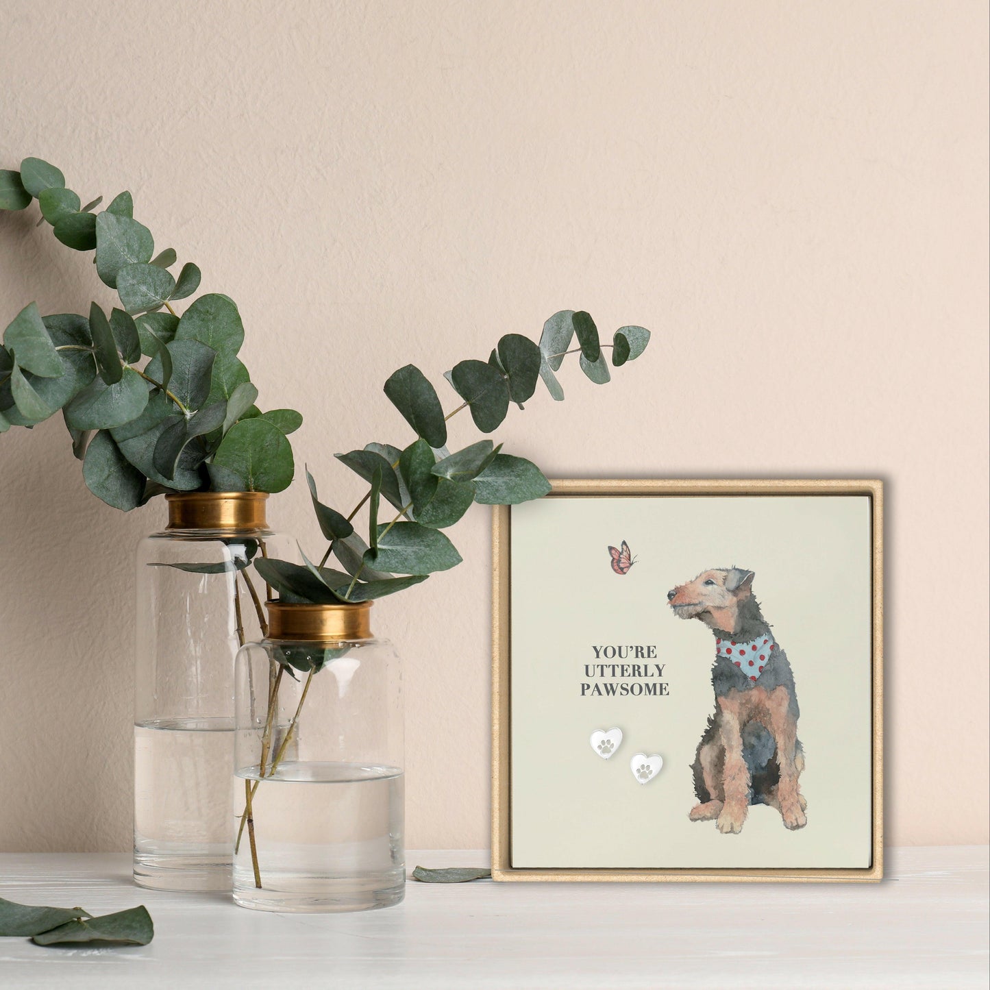 Sterling Silver Dog Stud Earrings - Stylish Canine Jewelry Gift on Card - Crumble and Core