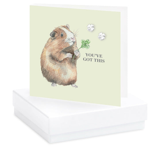 Sterling Silver Guinea Pig Stud Earrings on Card - A Charming Gift for Animal Lovers - Crumble and Core