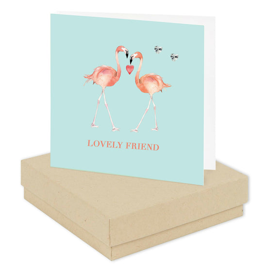Sterling Silver Flamingo Stud Earrings on Cute Printed Card - Ideal Gift for Best Friends - Crumble and Core
