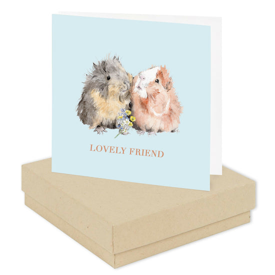 Sterling Silver Guinea Pig Stud Earrings on Greeting Card - Ideal Gift for Animal Lovers - Crumble and Core