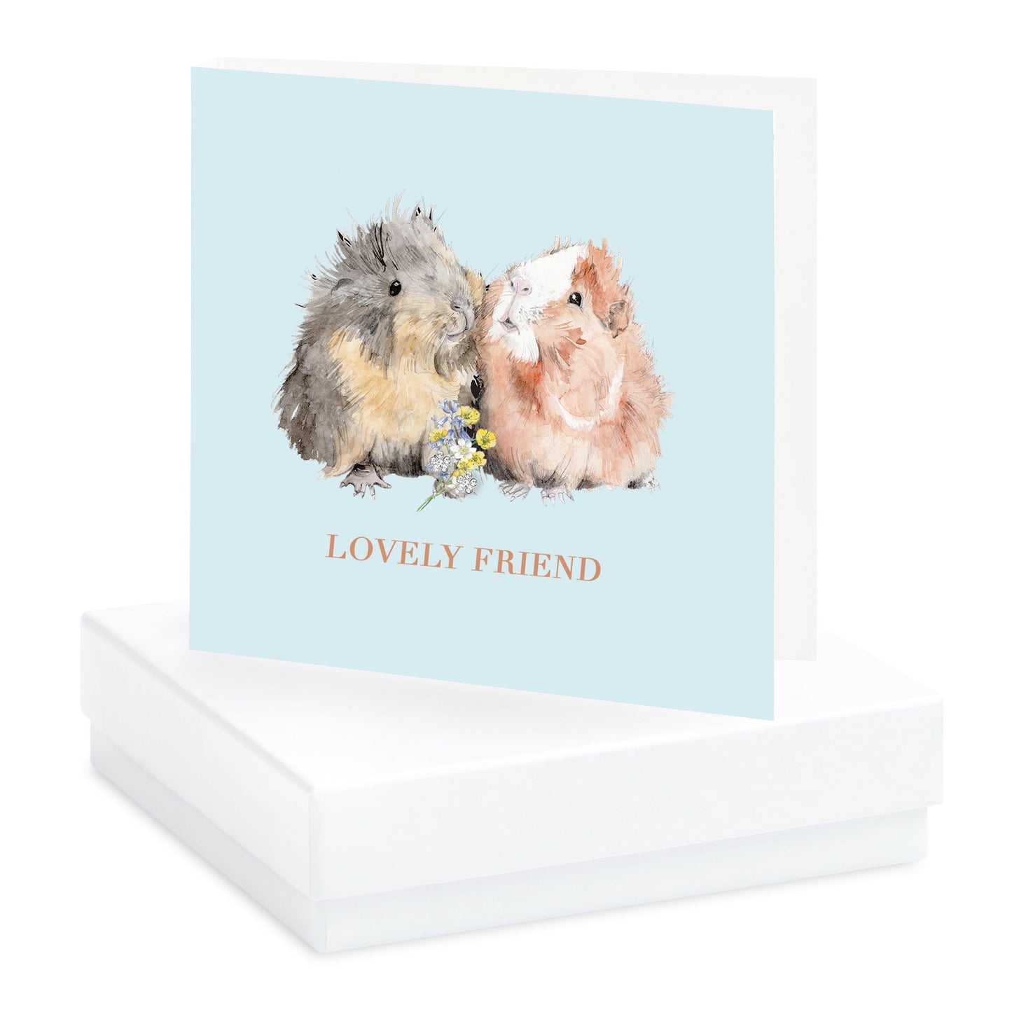 Sterling Silver Guinea Pig Stud Earrings on Greeting Card - Ideal Gift for Animal Lovers - Crumble and Core
