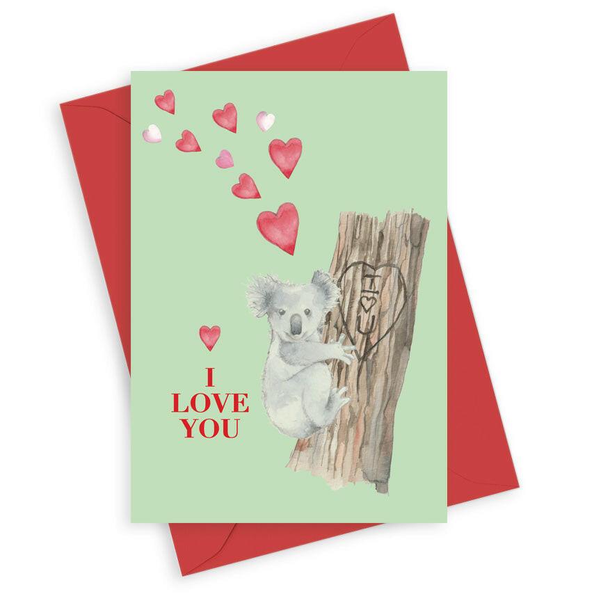 Koala I Love You A6 Foiled Greeting Card from Animal Collection - Crumble and Core