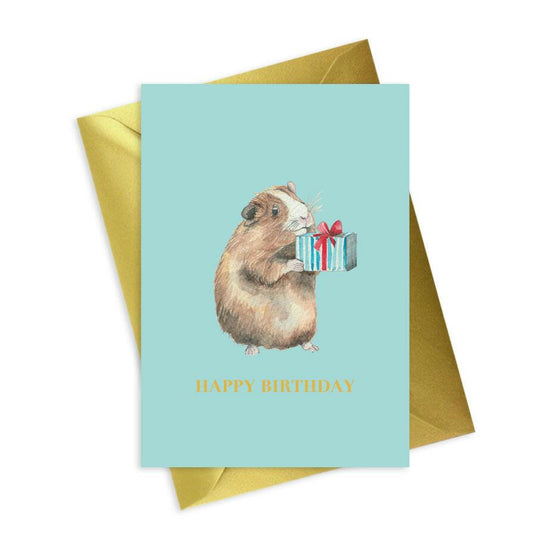 Happy Birthday Guinea Pig A6 Foiled Greeting Card - Animal Collection - Crumble and Core