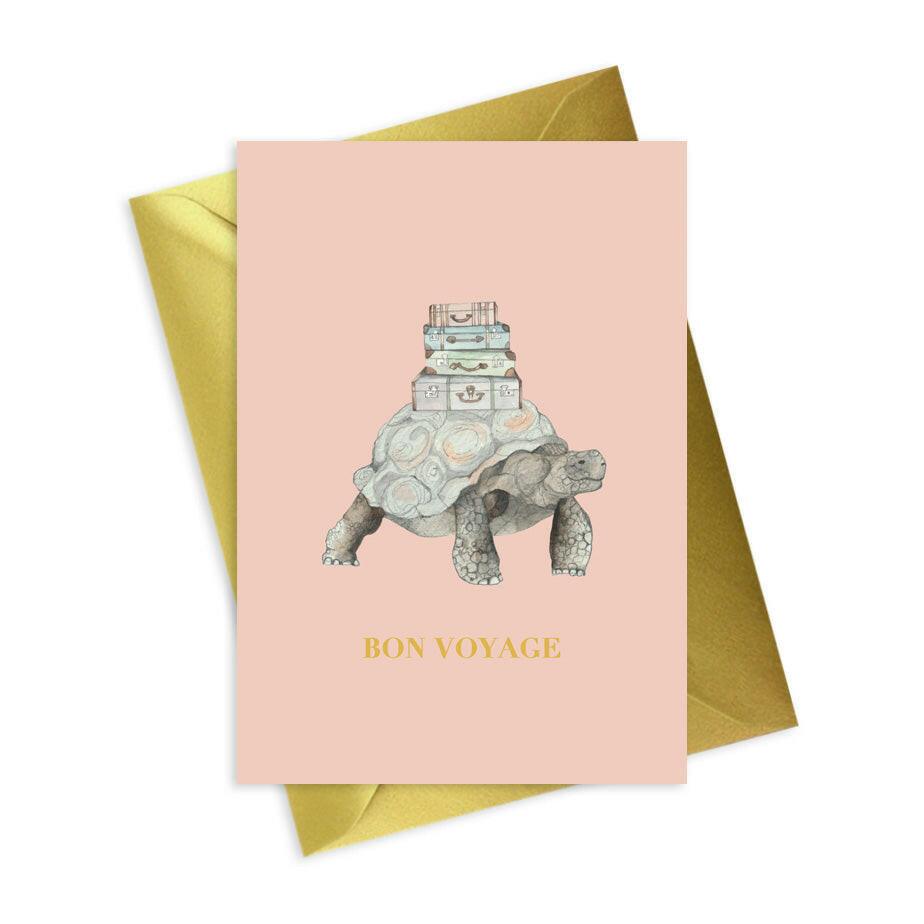 Bon Voyage A6 Foiled Greeting Card - Tortoise Animal Collection - Crumble and Core