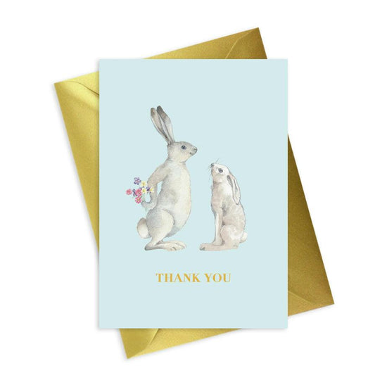 Hare Thank You Animal Collection A6 Foiled Greeting Card for showing appreciation - Crumble and Core